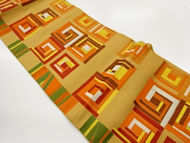JAPANESE NAGOYA OBI / CHIKUZEN HAKATA / WOVEN GEOMETRIC